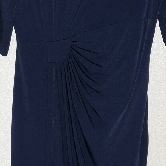 Connected Apparel Navy Blue Gathered Faux Wrap Dress Size‎ 10 - Picture 6 of 11